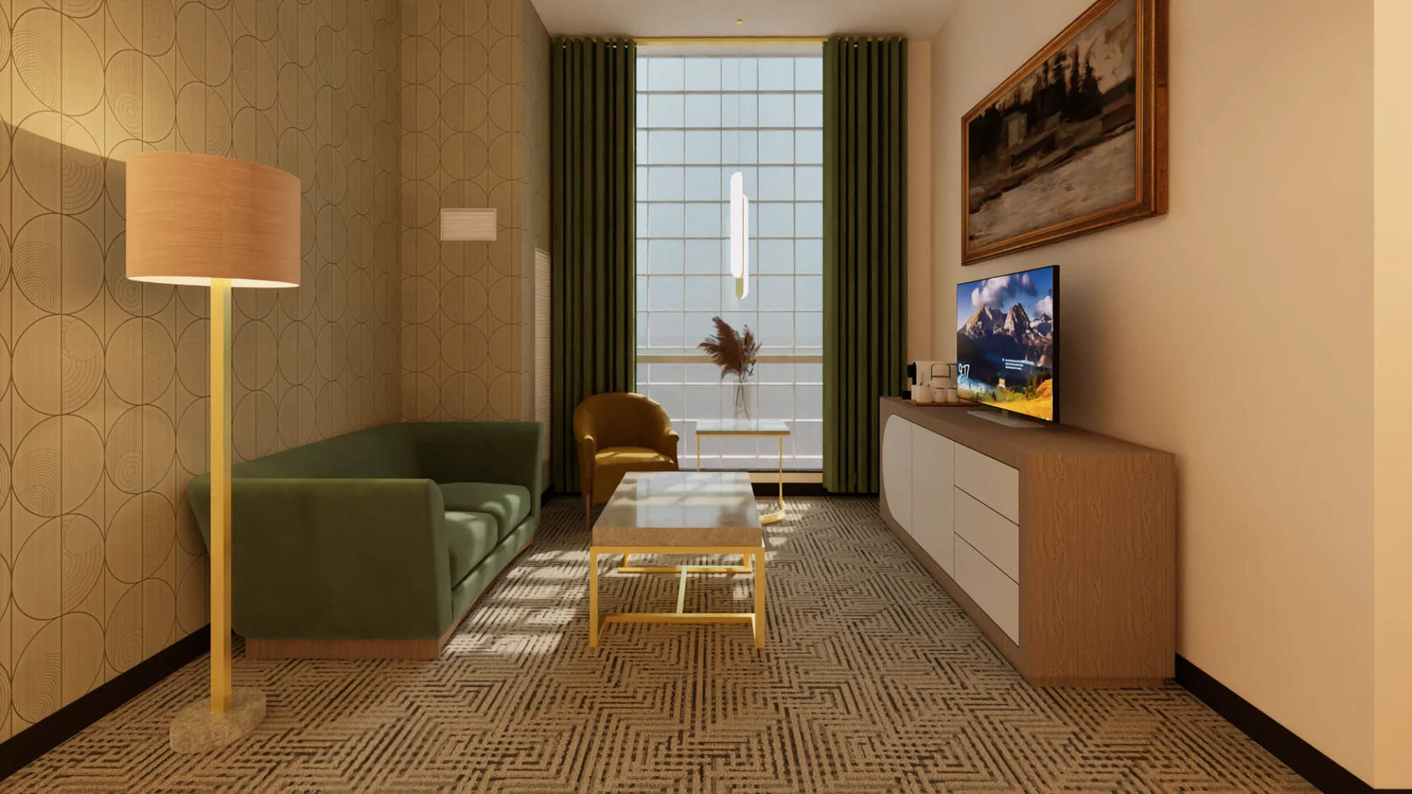 a living room filled with furniture and a flat screen tv